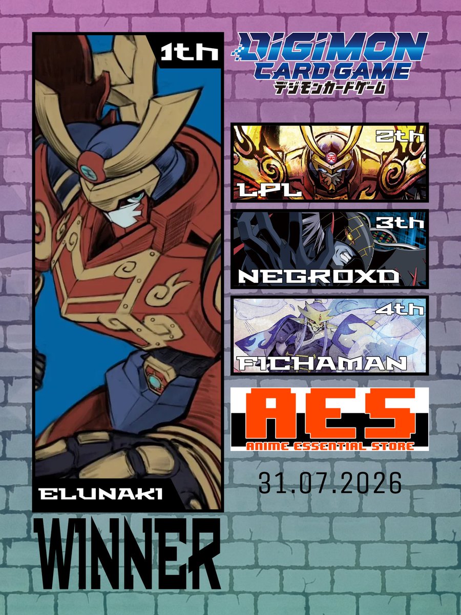 liwyatanTCG's tweet photo. Evento : Store Tournament
Ciudad : Antofagasta, Chile
Fecha : 31.07.2026
Tamers : 9
Ganador: Elunaki
Deck: Susanoomon TB
Host: AES

@digimonmeta
@digicaguide
#デジモン #デジカ #デジモンカードゲーム #デジモンカード #Digimon #DigimonTCG https://t.co/WWn7ExiRha