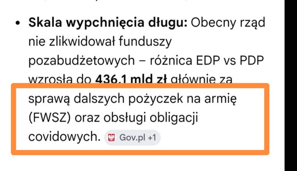 w84u6's tweet photo. @MarekMaximus1 @ObywatelkaXXI @marcinwarchol Przecież o tym piszę, dług wzrósł 436mld. z powodu zbrojeń i obsługi długów z czasów https://t.co/kiv5dTwR49 covidowych, przecież teraz nie ma covidu, dług jest i trzeba go spłacać. Jak powiedział twój wódz "lepej być zadłużony, niż okupowany" https://t.co/8jGzwtRQrG