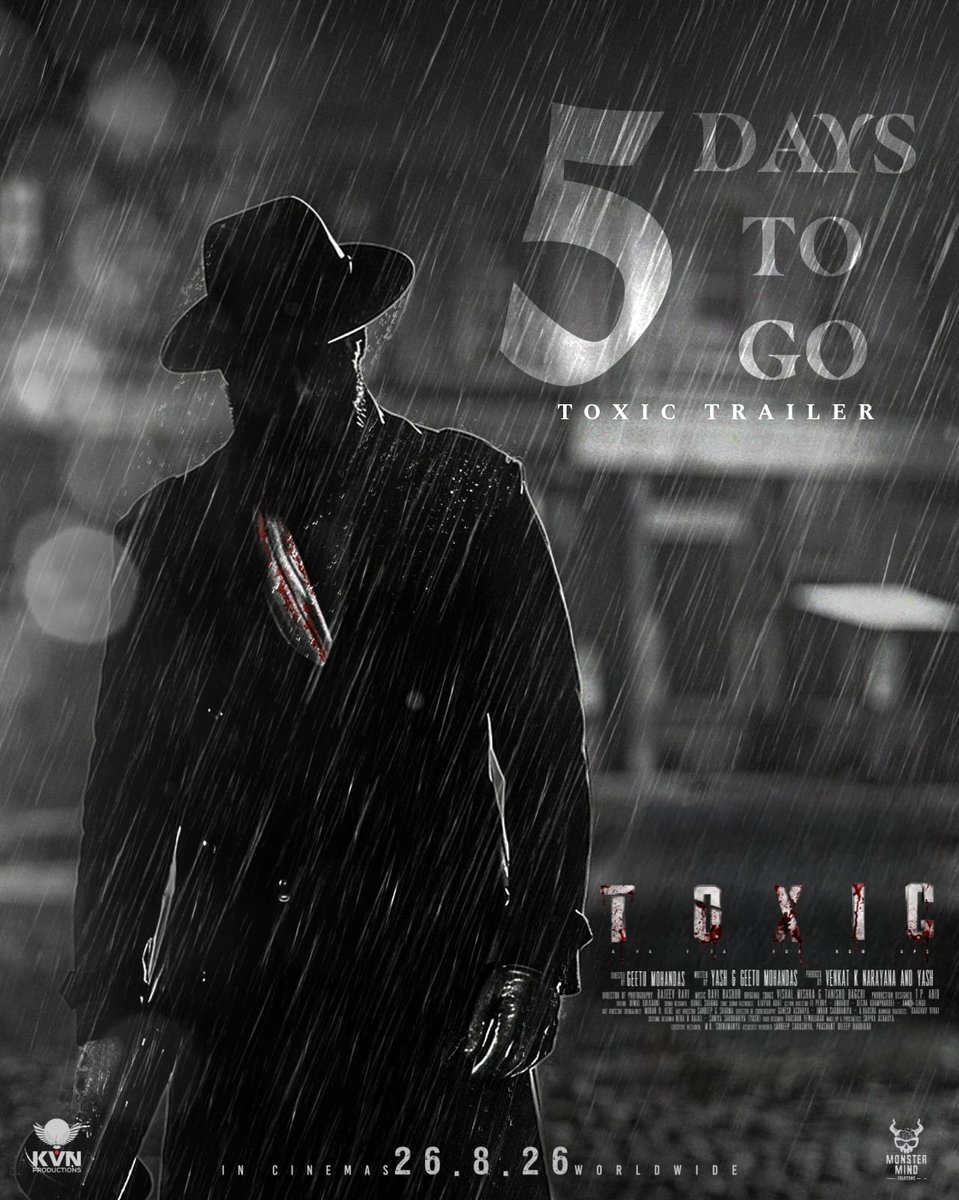 TeamYashFC's tweet photo. The man. The myth. The massacre. 

Five days to witness history 🔥🔥

#Yash @ThenameisYash 
#YashBOSS  #ToxicTheMovie https://t.co/VXCyIuVLcJ