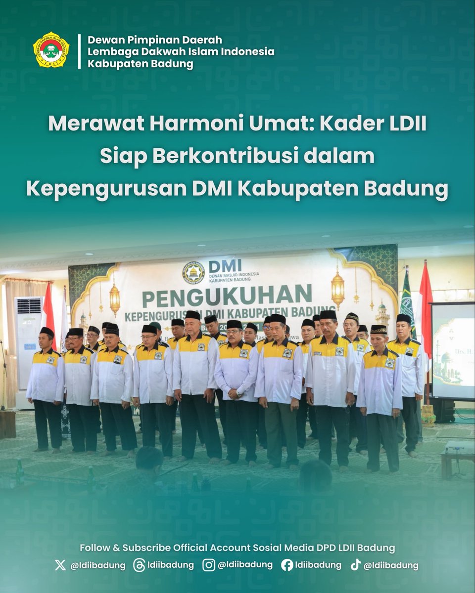 ldiibadung's tweet photo. Pengukuhan Pengurus DMI Kabupaten Badung Periode 2026–2031 menjadi momentum untuk memperkuat sinergi dan ukhuwah seluruh elemen umat Islam di Kabupaten Badung.

Dua kader LDII Kabupaten Badung turut dipercaya untuk berkontribusi dalam kepengurusan DMI https://t.co/K8QrhP4MBY