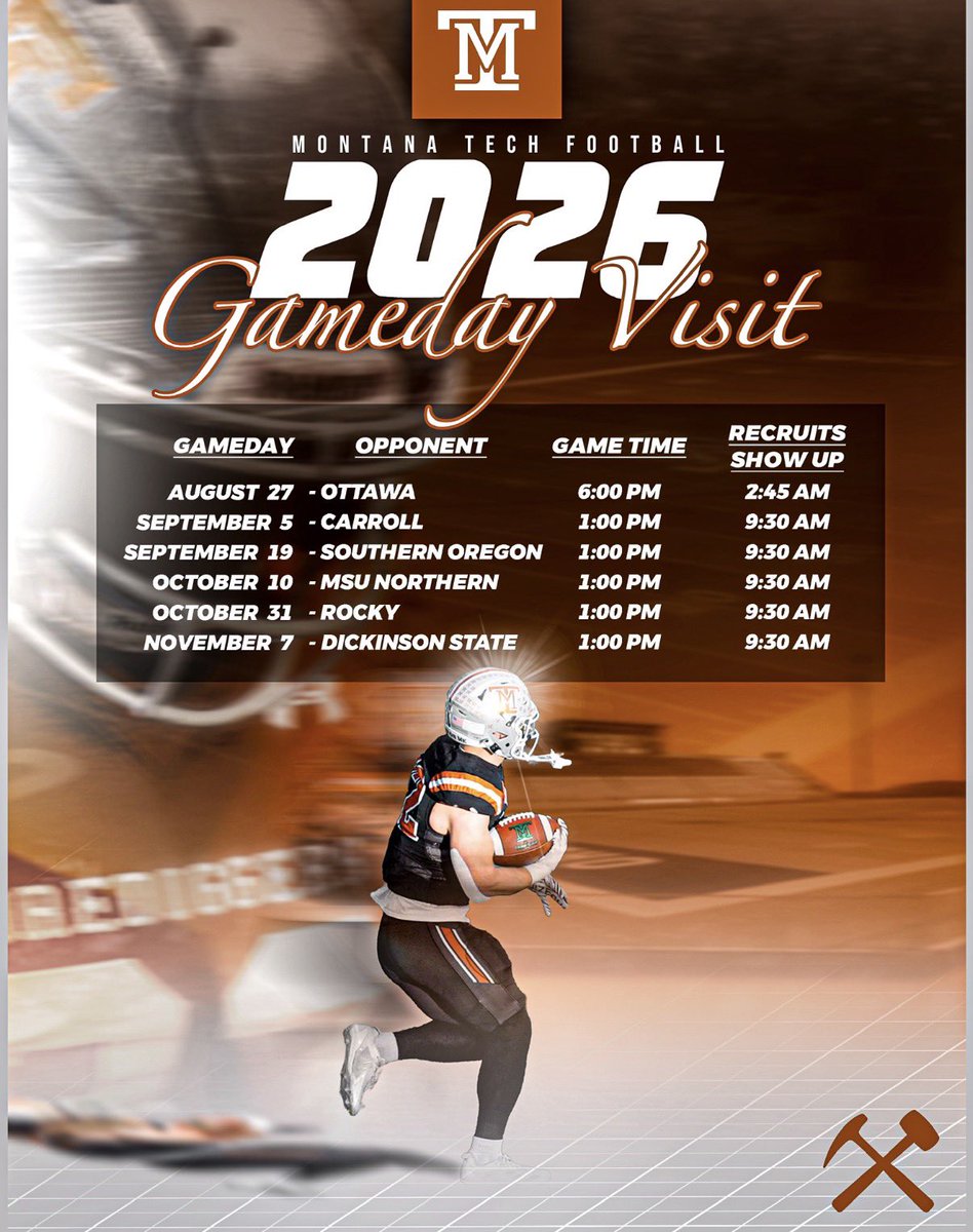 AlvillarMg's tweet photo. Excited and blessed to receive an invitation for a Game Day Visit at Montana Tech this fall! I'm looking forward to getting on campus, experiencing the game day atmosphere, and continuing to build a relationship with the coaching staff.
Thank you to the Montana Tech coaches for this opportunity. I'm excited to see what makes Oredigger football special and can't wait for the visit!
#AGTG #MontanaTech #Orediggers #GameDayVisit #Recruiting #ClassOf2027 
@CoachMAllenFB @CoachKyleSamson @MTFBCoachSchlee @CoachAndersonMT