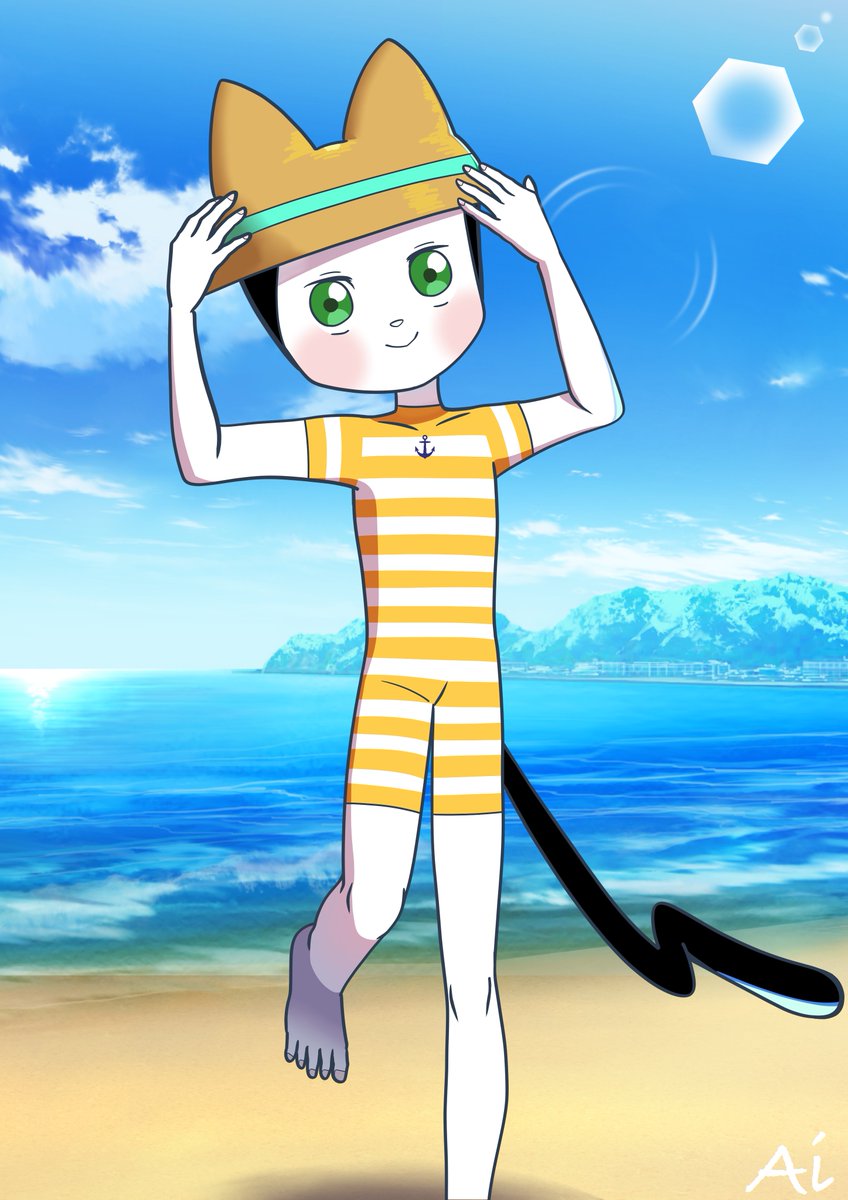ProjectR0901's tweet photo. Project-R五日市メンバーのあいです😊
今回のイラストは海をバックにしたダリを描こうと決めていました。
また、表面下散乱や照り返しなど、陰影を意識してみるという実験を盛り込んだ作品でもあります。 まだまだ技術的には詰められるところはありますが、「かわいい！」と思えてもらえたら幸いです❤️ https://t.co/DSUiqdoNLV