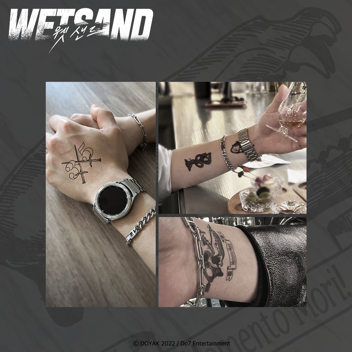 Do7_Store's tweet photo. [📢]

『Wet Sand 웻샌드』 
타투 스티커 3종 소량 재입고 
30% 할인 판매 중💥

신상품 예약 ~8/17(금)
여름 할인 ~8/25(화)

▪ ᴅᴏ𝟽 sᴛᴏʀᴇ
↳https://t.co/6wu4UkA4H7
⠀
#웻샌드 #WetSand
#DOYAK (@dkbyak)
#Do7_ENT #Do7_Store https://t.co/VbRdmGtnF0