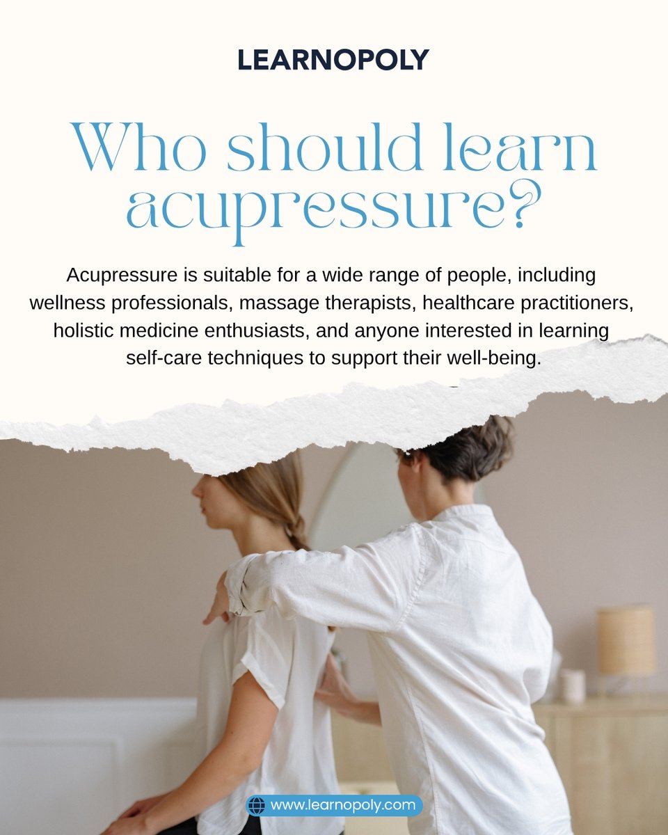 Learnopoly_'s tweet photo. Who Should Learn Acupressure?

If you're thinking about learning acupressure, start by exploring courses that match your goals and experience level.

Learn more at https://t.co/eB9rm0bHSn

#Learnopoly #Acupressure #HolisticHealth #Wellness #MassageTherapy #HealthcareEducation https://t.co/bJHYqNj274