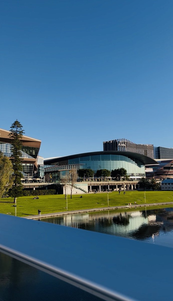 AdhikariMi35685's tweet photo. Caught this view from the Riverbank Precinct Pedestrian Bridge and had to stop.
River Torrens + Adelaide skyline = pure calm.
One of the best free shows in the city.
#Adelaide #RiverTorrens #AdelaideViews #SouthAustralia #BridgeViews https://t.co/ZJCevAkkSR