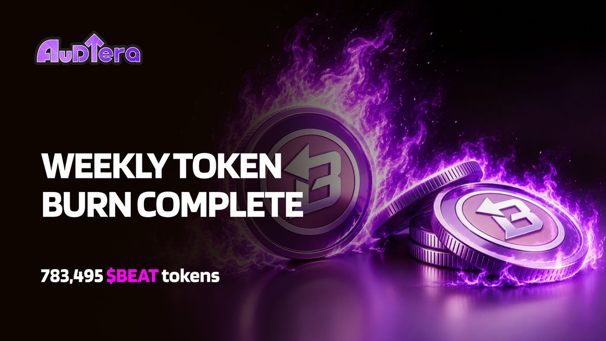 Audiera_web3's tweet photo. $BEAT Revenue & Burn Update 🔥

Jul 27 – Aug 3, 2026

🔥 783,495 $BEAT burned
📈 785,695 $BEAT weekly revenue (2,844,216 USDT)
Total burned: 18,623,377 $BEAT
Over 18.62M $BEAT permanently removed from circulation.

1 $BEAT = 3.62 USDT (Aug 3, 2026)
Burn tx:
https://t.co/uSiI4IYvXx

Burn proof:
https://t.co/Ev8MAHhmZu

Revenue continues to outpace burn, reinforcing a product-driven deflationary cycle.
Fully on-chain. Fully verifiable.
Audiera
Build. Burn. Verify. 🔥
