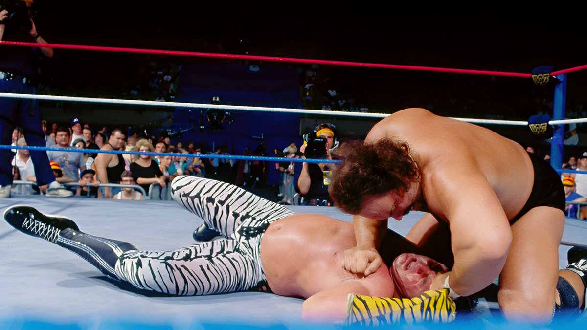 WWFWrestling1's tweet photo. On this day in 1988: "The Outlaw" Ron Bass committed a vicious attack on Brutus Beefcake! Holy mackerel! Aired on WWF Superstars, Aug 27, 1988. #WWF #WWE #Wrestling #BrutusBeefcake #RonBass https://t.co/XaSerpYPeQ