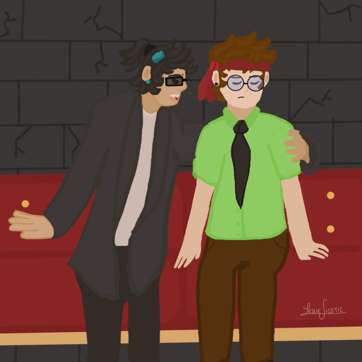 LeslieSicotic_'s tweet photo. Dia 2: Primera cita 
q!A: Por que no quieres decirme que hacias ahi? estoy preocupado por ti.
Q!J: No puedo decirtelo... lo siento.

la cita en el nether amigo ufff canon
#MonkeyglassesWeek #alduanW2026 https://t.co/70iU19BG8N