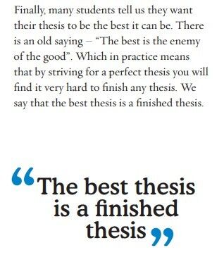ithinkwellHugh's tweet photo. #7PhDSecrets
Secret 3: Be realistic
“The best is the enemy of the good”. Which in practice means that by striving for a perfect thesis you will find it very hard to finish any thesis. The best thesis is a finished thesis. From: https://t.co/sHnOWw6bZZ
#PhDforum #PhDChat https://t.co/7p8M7HzNia
