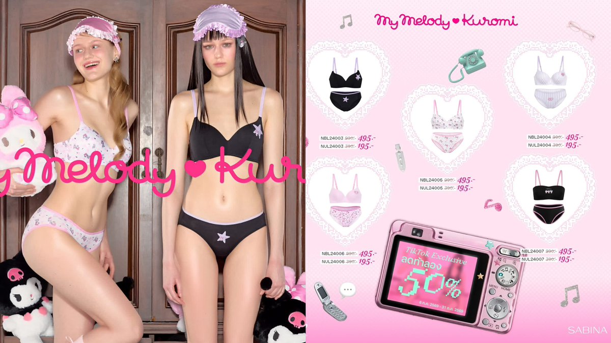 jellyinth's tweet photo. Sabina x My Melody &amp; Kuromi คอลแลปสุดคิ้วท์ มีหลายเซ็ทน่ารักน่าเก็บทุกตัว 8.8 นี้ลดสูงสุด 50% ด้วยเหลือตัวละ 1xx.- สาวกคุโรมิมายเมโลดี้เอฟค่ะ