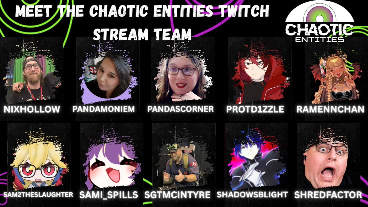 ChaoticEntitie5's tweet photo. Meet the Chaotic Entities Twitch Stream Team! Filled with inclusive, creative, hard-working, and supportive horror or variety based streamers. We aim to lift our members and showcase their best qualities. A team where anyone and everyone could be a part of! ✨ https://t.co/5Ld1BDvx4l