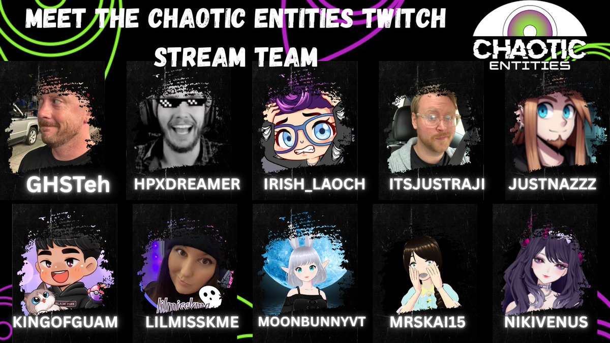ChaoticEntitie5's tweet photo. Meet the Chaotic Entities Twitch Stream Team! Filled with inclusive, creative, hard-working, and supportive horror or variety based streamers. We aim to lift our members and showcase their best qualities. A team where anyone and everyone could be a part of! ✨ https://t.co/5Ld1BDvx4l