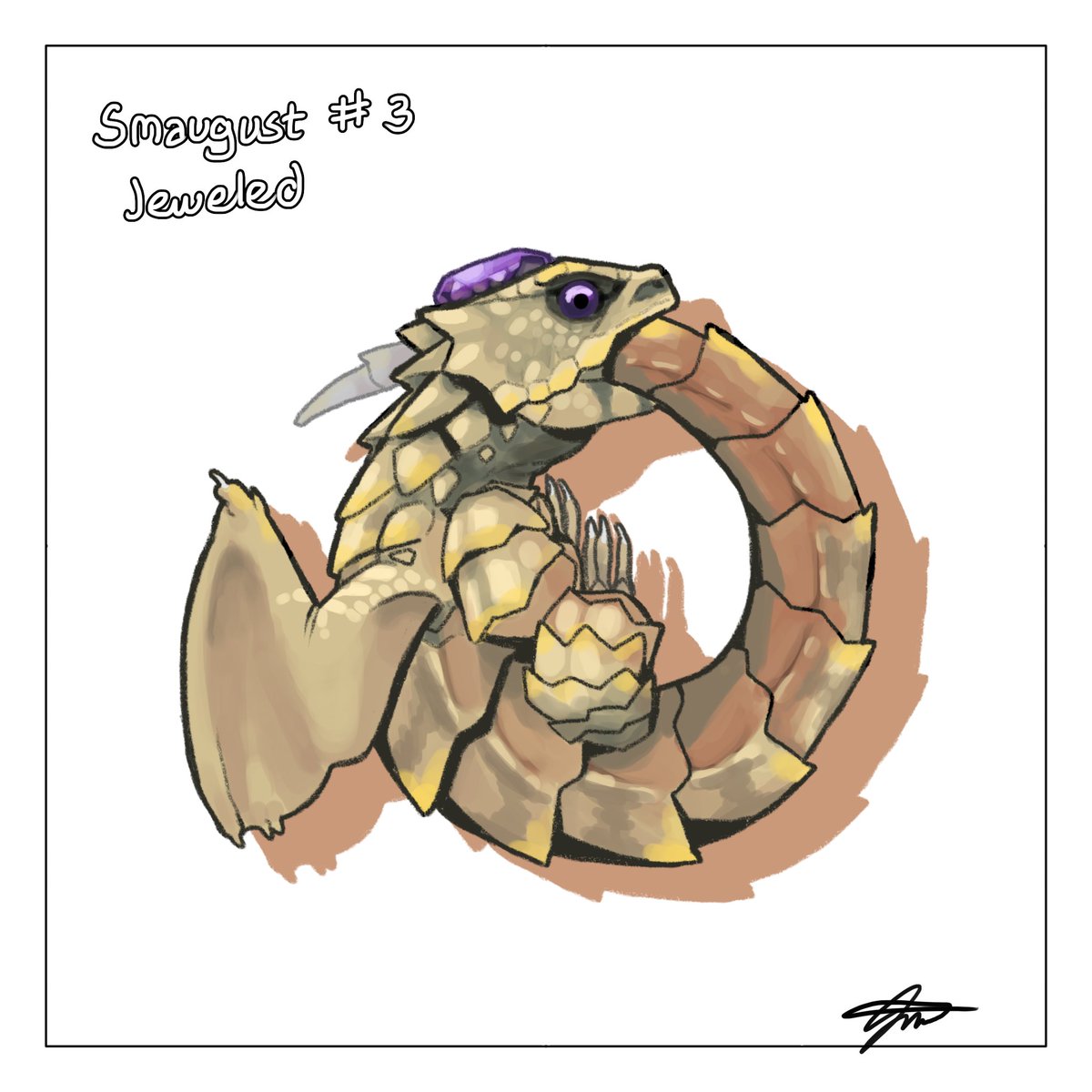 UrSleepSchedule's tweet photo. This dragon mimics the shape of a jeweled ring, an adaption that aims to trick adventurers into taking it from the wild into an adventurer's abode where it hopes to settle into as its forever home. Regardless if the adventurers are fooled, they are taken in and treasured. https://t.co/gmnqvTBaCC