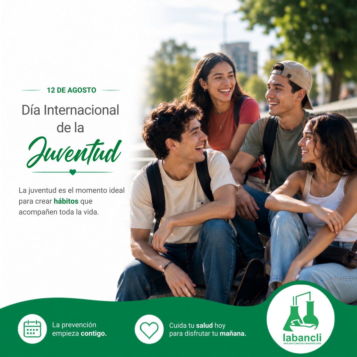 labancli's tweet photo. 🌟 Día Internacional de la Juventud

La juventud es el momento ideal para crear hábitos que acompañen toda la vida. Una alimentación saludable, actividad física y chequeos periódicos también son parte de la prevención. https://t.co/hjqHsY0etN