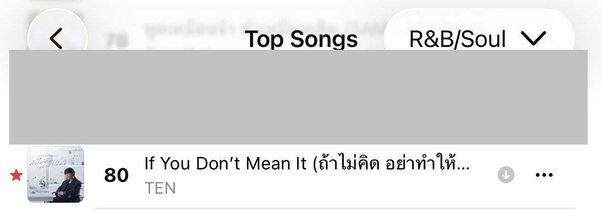 tenlee_team's tweet photo. 260803 | Thailand Apple Music Top R&amp;B/Soul Song Genre Chart | #TEN_IfYouDontMeanlt 

No. 80 TEN -  If You Don’t Mean It🔥

7th consecutive day on chart🔥🔥🔥

#เตนล์ #TENLEE #TEN #텐 #TEN_ถ้าไม่คิดอย่าทำให้คิด 
@TEN_offcl https://t.co/ExC5ixjHcA