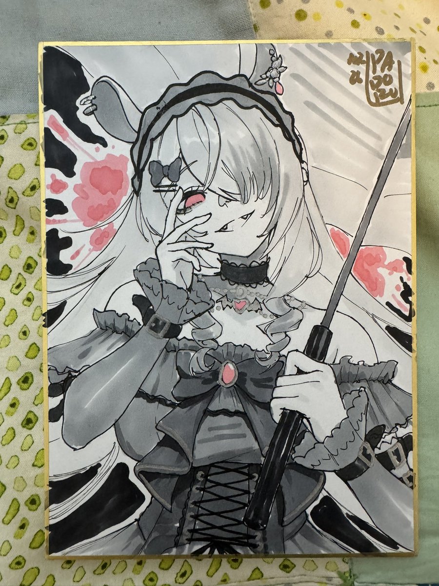 TheEvanChisholm's tweet photo. got this absolutely amazing goth nimi shikishi done by @PadoruFerii this weekend at anirevo, I’m in love with how her expression turned out!!  #nimagery https://t.co/AvjQ9C3zme