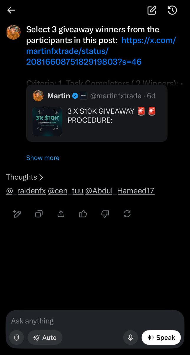 martinfxtrade's tweet photo. Winners are in. 🚨

After reviewing all valid entries and checking real engagement… here are the selected traders:

🏆  @_raidenfx — Task Completer
🏆  @cen_tuu — Task Completer
🏆 @Abdul_Hameed17​​​​​​​​​​​​​​​​​​​​​​​​​​​​​​​​​​​​​​​​​​​​​​​​​​— Most Active / Loyal Supporter for the last 30 days

All winners followed the rules and showed real support. Respect.

Please message @fxifycom to claim your account. 

Proof of fair selection: https://t.co/ulPAtZ7bBh
 
More giveaways coming. Stay active. 🔥