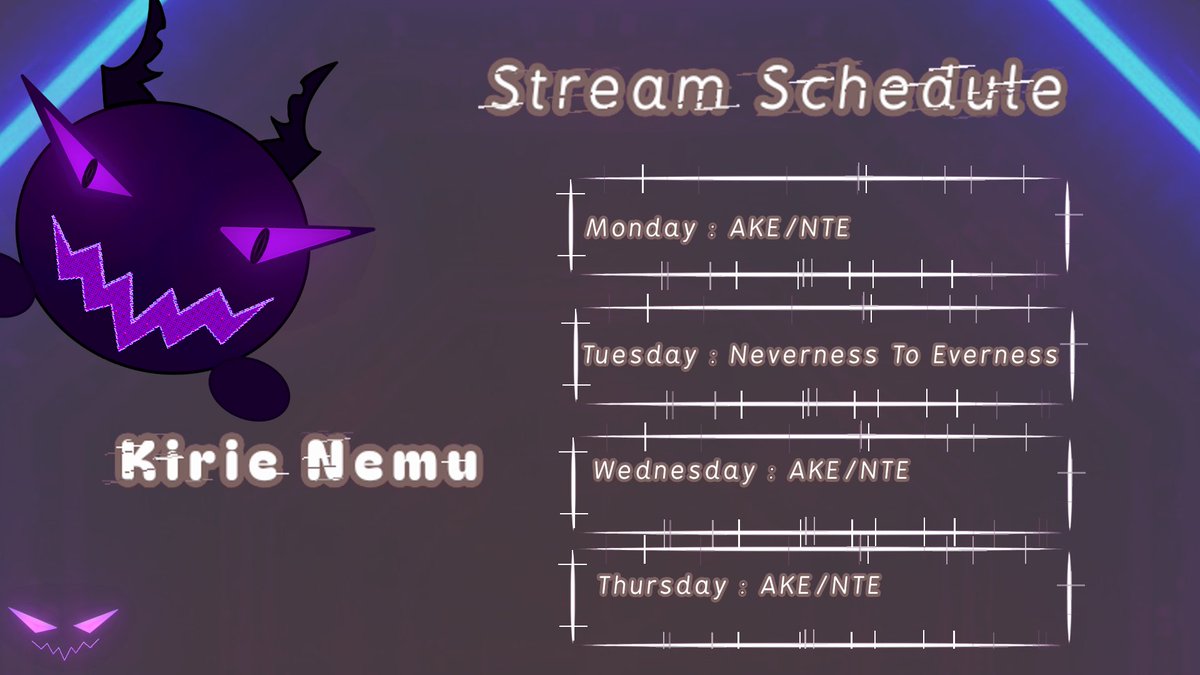 Kirie_Nemu's tweet photo. Scheduled is updated 🙌💜👁️

The next one would be different for sure.

#vtuber #vtuberen #ENVtubers #Kirie_Nemu #vtuberuprising #pngtuber https://t.co/qudo2p5z81