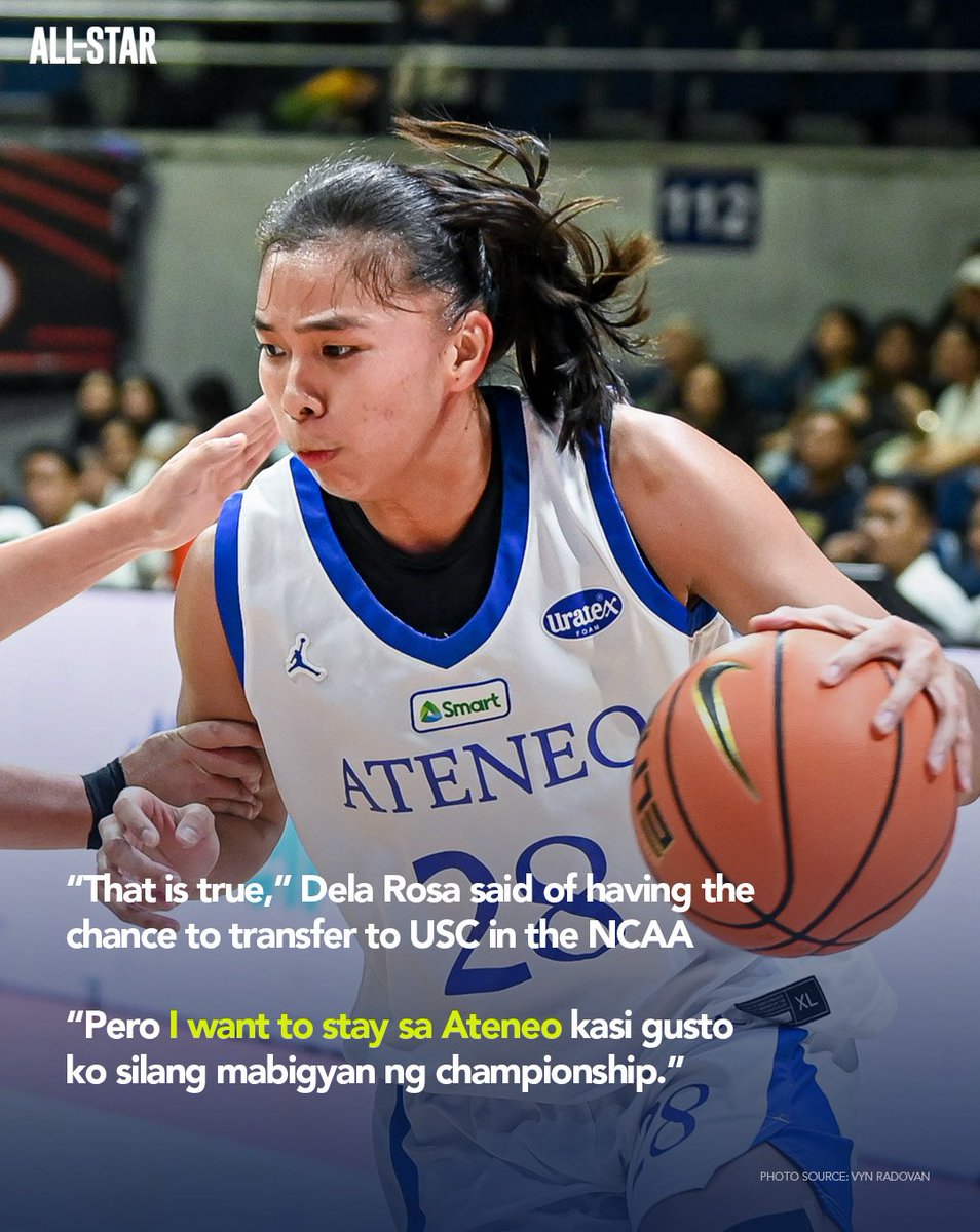 allstarmag_'s tweet photo. USC or Ateneo?
For Kacey Dela Rosa, the answer was clear.
The two-time UAAP MVP turned down an opportunity to play for USC, choosing to finish what she started with the Blue Eagles.
Full story on ALL-STAR.
#USC #Ateneo #AllStarMagazine https://t.co/ltXHu8uD9f