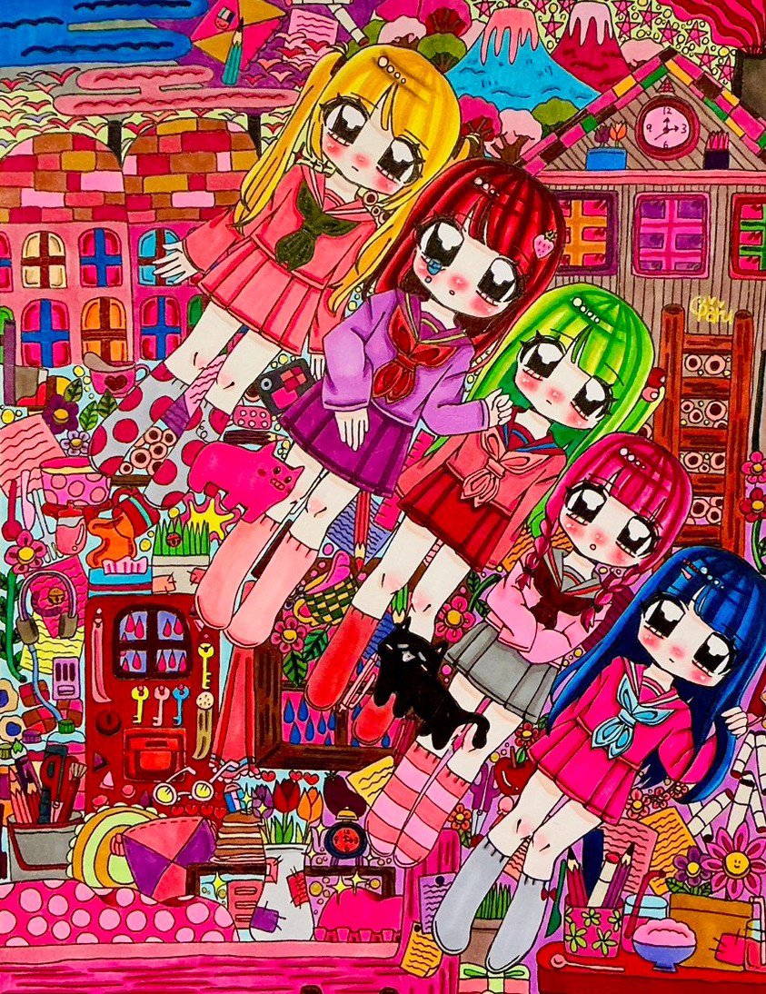Cyanparu's tweet photo. こんな絵描いてるけど実は集合体が苦手 https://t.co/mUDMZZ71zE