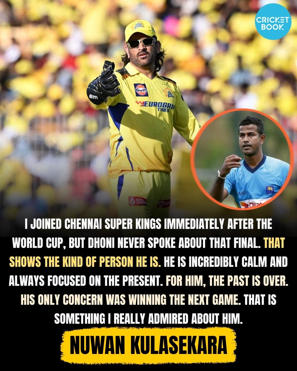 TeamSportsBook's tweet photo. Nuwan Kulasekara speaks about the greatness and nature of MS Dhoni. 💛📷 #CSK #India https://t.co/D5raHfV2wf