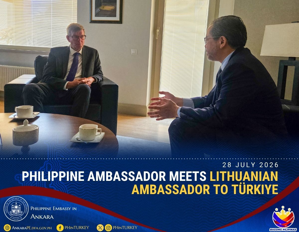 PHinTurkey's tweet photo. Last week, Ambassador Jaime Ramon T. Ascalon, Jr. had several diplomatic engagements with the Ambassadors of Lithuania, Jordan, Bahrain, and Estonia. https://t.co/YsWUdxFiPR
