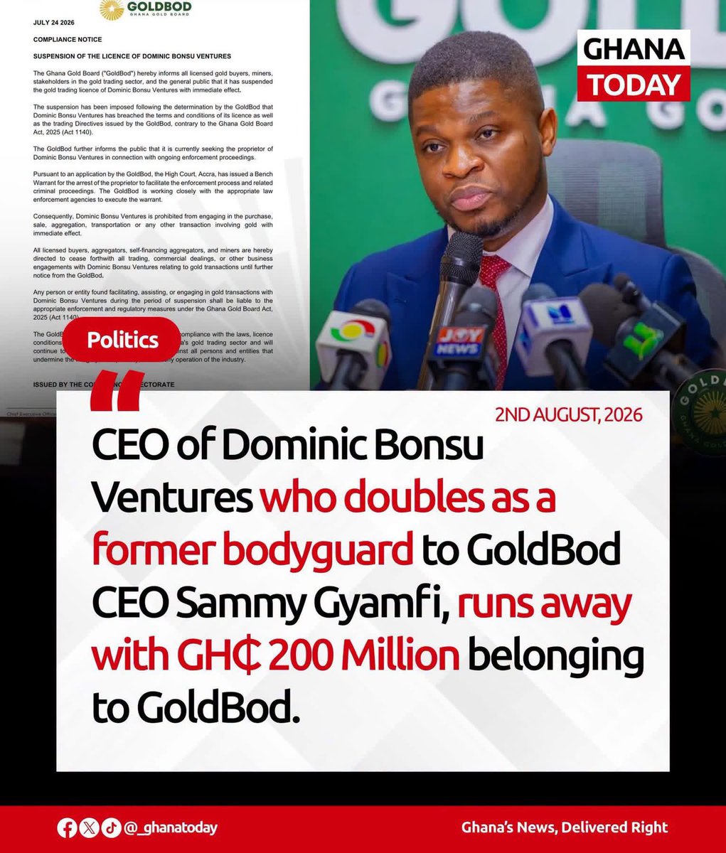 IGP_01's tweet photo. Sammy Gyamfi (NDC’s Propaganda Secretary and CEO of GoldBod) allegedly told his former bodyguard to run away with Ghana’s money.

Man will go for his cut p333 https://t.co/zkFeiqVptT