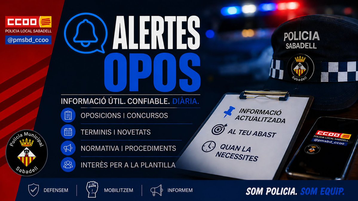 pmsbd_ccoo's tweet photo. 👮 Mossos d'Esquadra — Generalitat de Catalunya
📋 1.587 places | Accés lliure
🔗 https://t.co/FSGHXpm6ee
#Oposicions #Mossos https://t.co/uB1zLtSxK8