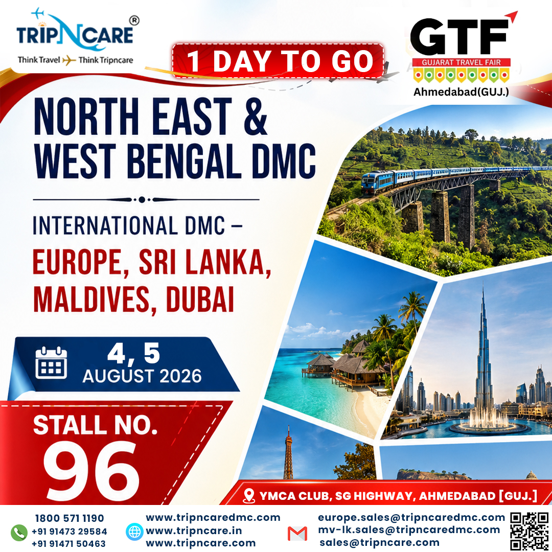 tripncare's tweet photo. 1 DAY TO GO   ✈
Dear Travel Partners,

Greetings from Tripncare Travels Pvt. Ltd.!

We are excited to invite you to meet us at the Gujarat Travel Fair (GTF) 2026 in Ahmedabad.

📅 Date: 4th &amp; 5th August 2026
📍Venue: YMCA Club, SG Highway, Ahmedabad (Gujarat)
🏢 Stall No.: 96 https://t.co/RWsbmYmByI