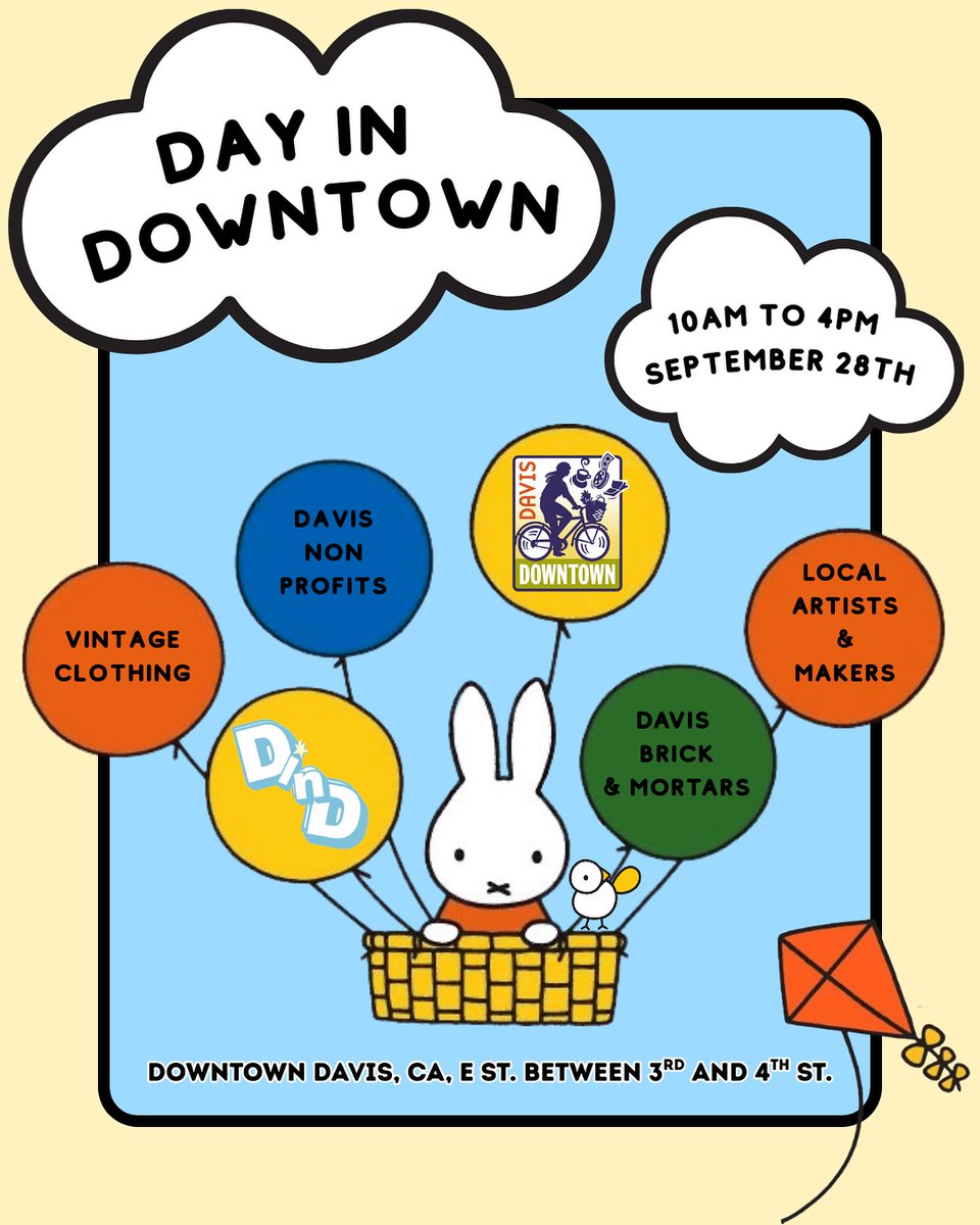dayindowntown's tweet photo. Day in Downtown is back again! 🤩 

On May 17 from 10am to 4pm, E Street between 3rd and 4th transforms into one of the most classic days in Davis.… https://t.co/8sBxMZ2PCS