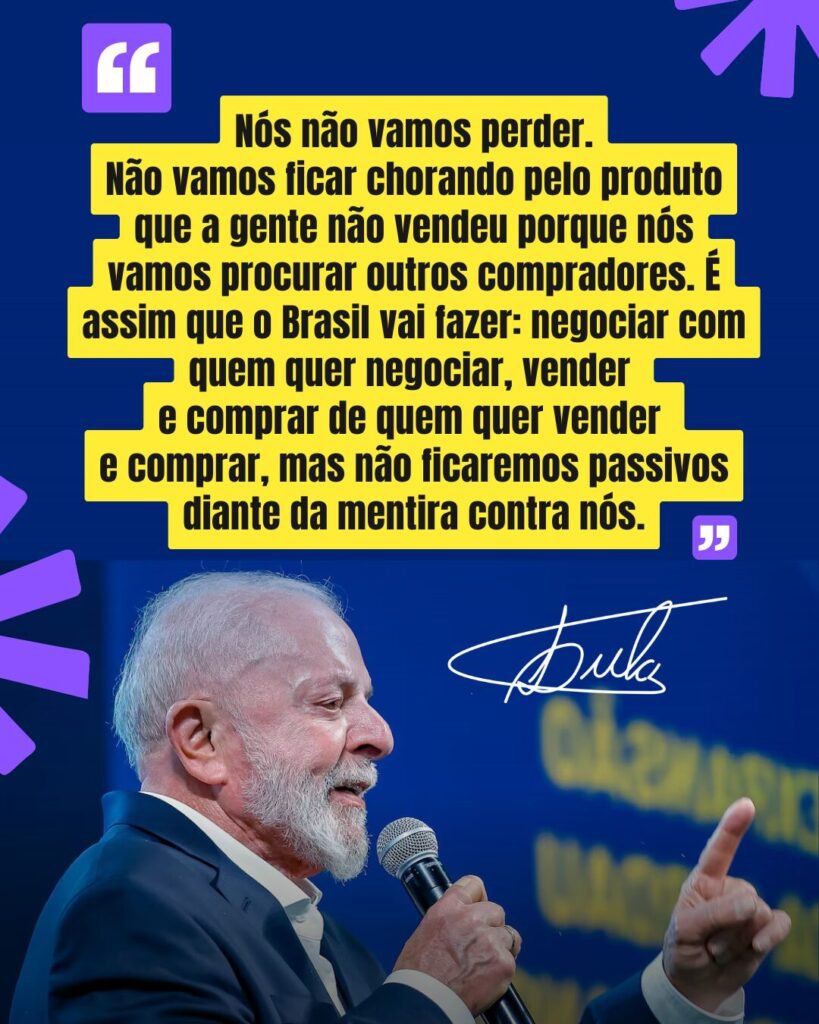 Annaludmilla's tweet photo. #TimedeLula : O Brasil não vai ficar chorando! O presidente está focado na negociação internacional para garantir acordos justos para todos os brasileiros. O Brasil é soberano e não vai aceitar passivamente mentiras sobre sua posição nas discussões comerciais. https://t.co/WuSdgGeAdz