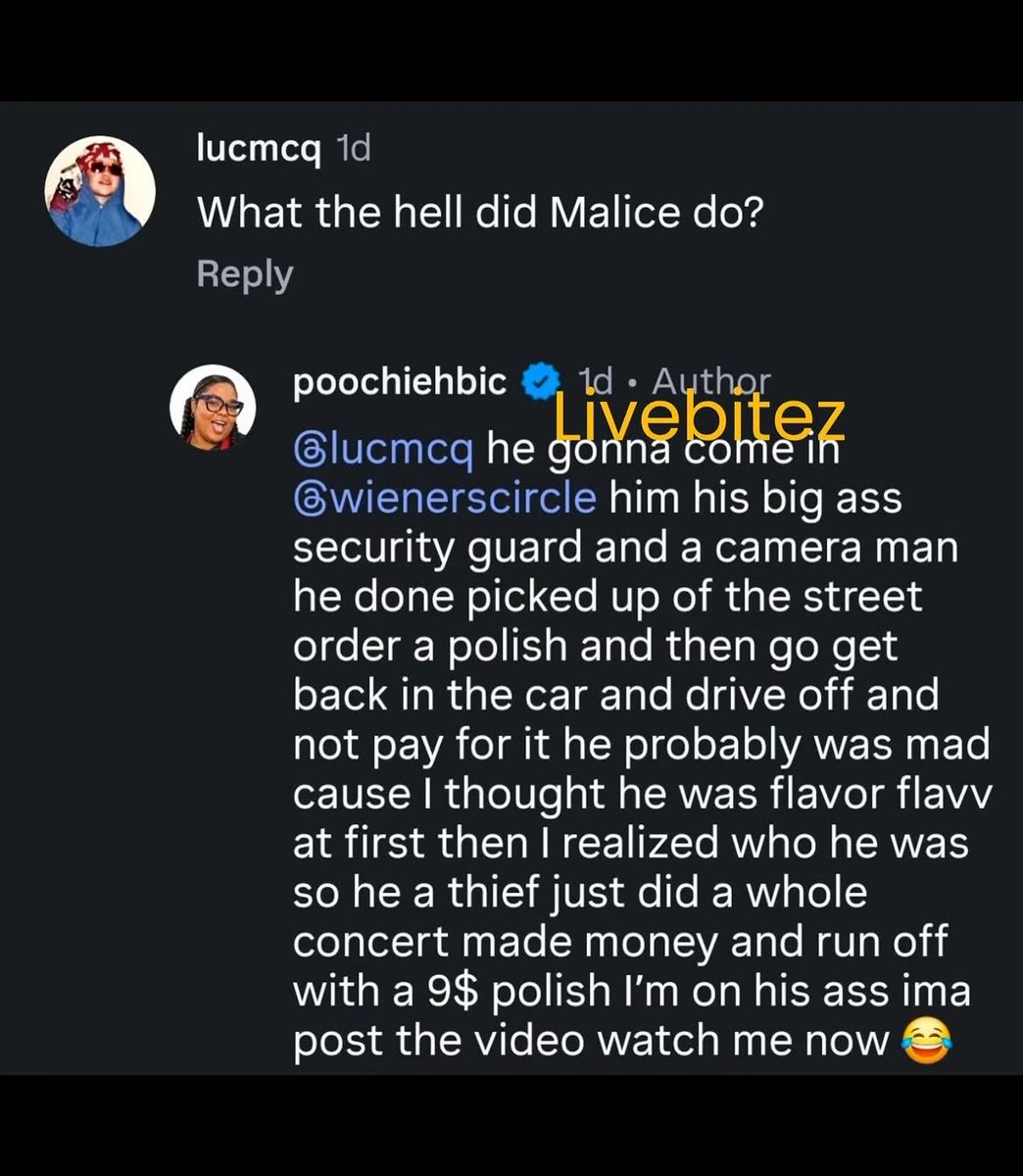 AkademiksTV's tweet photo. Malice gets exposed for stealing a glizzy from The Weiner’s Circle in Chicago 😭 https://t.co/wWfNQUKD6N