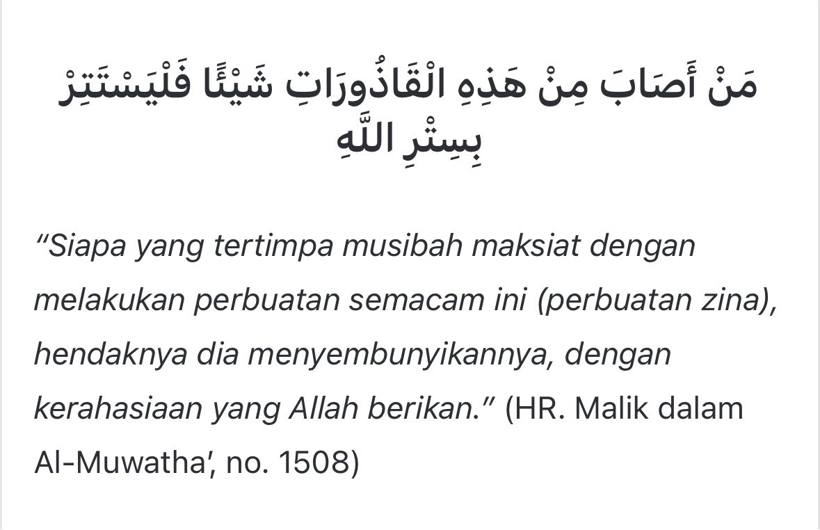 lilaccountz's tweet photo. tidak. dan jangan pernah.

banyak madhorotnya utk pernikahan. gaada yg tau kalo bisa saja bakal diungkit lagi? bikin insecure lagi? dijadikan ancaman? dll.

Allah sudah menutup aib kita. maka jangan diceritakan pada siapapun, walau pada pasangan sah sendiri. selama kita sudah bertaubat, maka cukuplah itu menjadi rahasia kita dan Allah.

jd tidak boleh menceritakan aib kita pada suami, pada orang tua, pada anak, pada siapapun juga.

dalil?