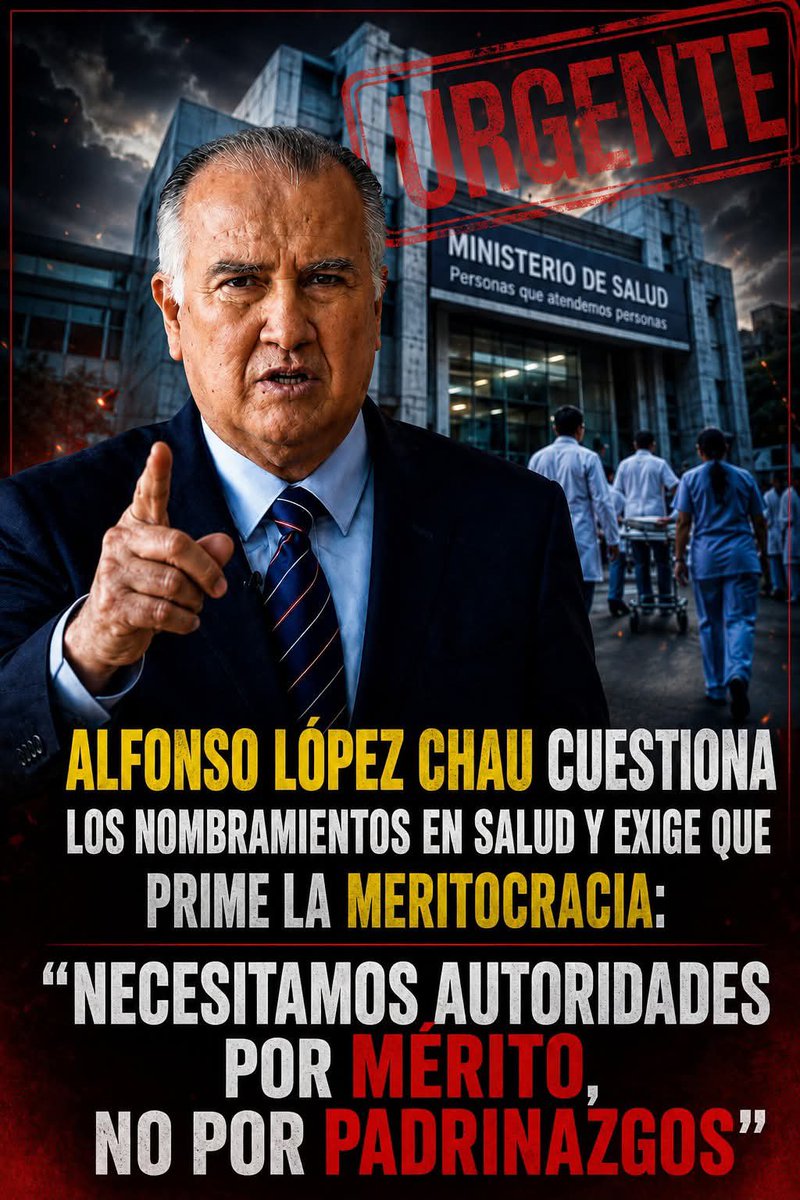 ALFONSO57820023's tweet photo. ALFONSO LÓPEZ CHAU PIDE MÁS MERITOCRACIA EN EL SECTOR SALUD

Alfonso López Chau cuestionó recientes nombramientos en el sector Salud y pidió que los cargos públicos sean ocupados por profesionales con experiencia y capacidad.

"Necesitamos autoridades por mérito, no por padrinaz https://t.co/oWpaGlDwuF