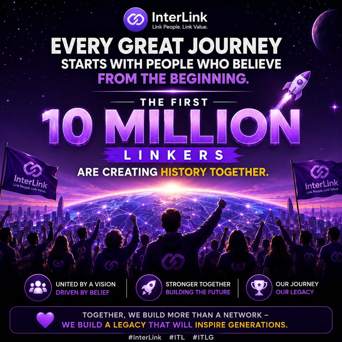 PRASADLAVUssj9's tweet photo. Every great journey starts with people who believe from the beginning. The first 10 Million Linkers are creating history together. 🚀
#Interlink #ITLG #ITLX #ITL #InterLinkAmbassador https://t.co/ysBNnczfdd