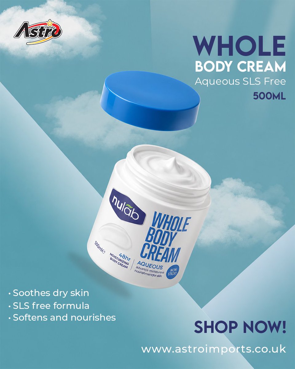 astro_imoprts's tweet photo. Nulab Whole Body Cream
Designed to help keep skin feeling soft and comfortable
✅Soothes Dry Skin
✅Softens & Nourishes
✅48-Hour Moisture Support
Shop now at Astroimports
(Link in the Comment)
#Nulab #WholeBodyCream #NulabSkincare #BodyCream #AstroImports #ShopNow https://t.co/c38rdZRbm7