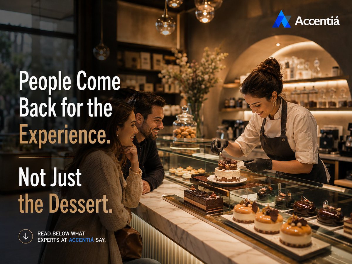 AccentiaCons's tweet photo. People Come Back for the Experience. Not Just the Dessert. Wait WHAT? read more @ https://t.co/fW1KuFeZUB

#DessertBusiness  #HospitalityBusiness #Accentiá #ScaleYourBusiness https://t.co/TIfls2sfTG