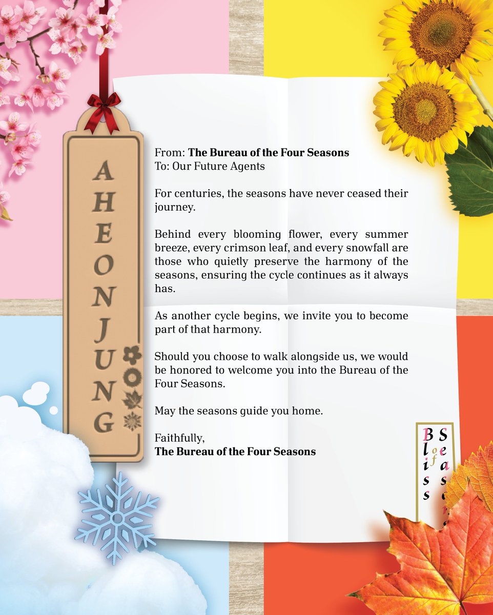 AheonJung's tweet photo. Looking for a place that call home? 🏡

Come join the Bureau of the Four Seasons! Make friends, enjoy fun activities. We're waiting for you. See you soon! 🍃 https://t.co/hy0QgfvXbD