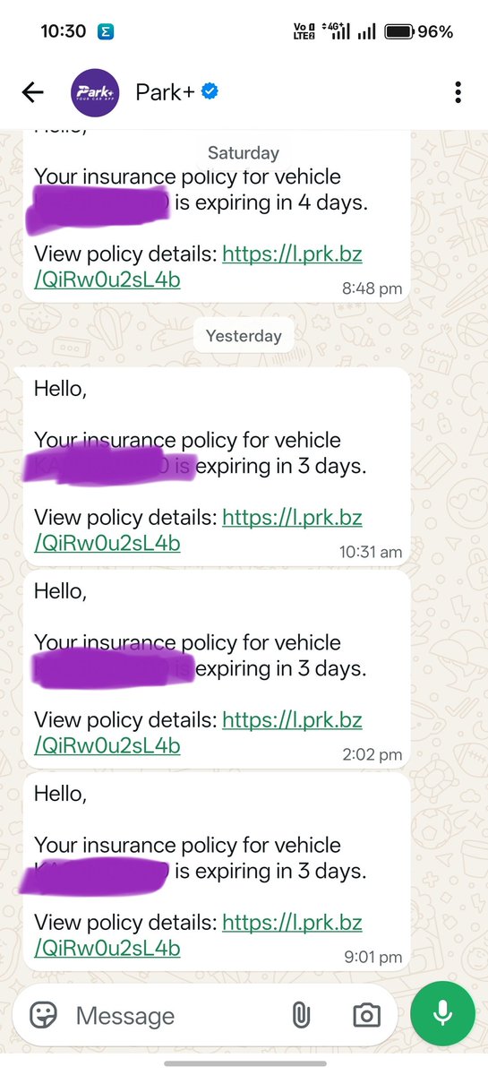 harshauy's tweet photo. Hey @parkplus_io please stop spamming me. I have already renewed my insurance #Spam https://t.co/myEW8SM6XK