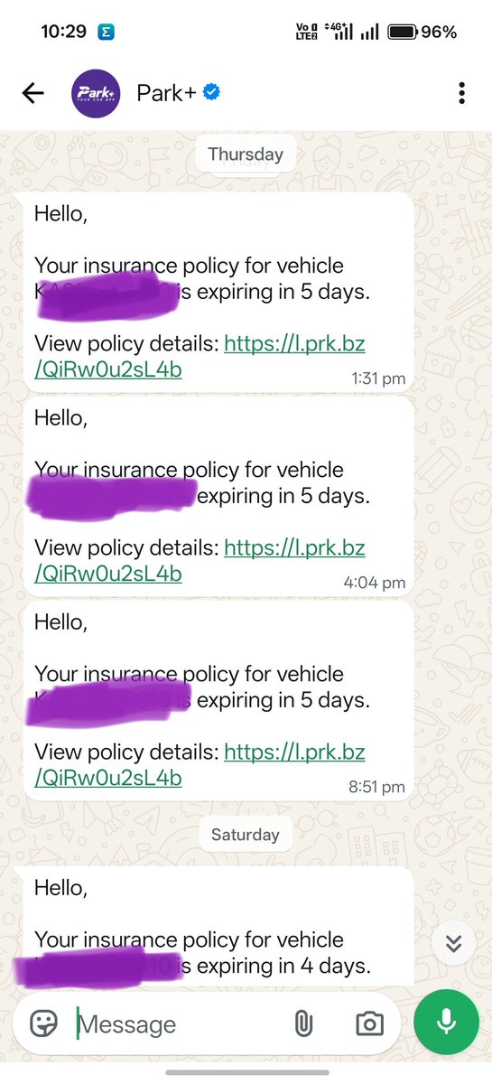 harshauy's tweet photo. Hey @parkplus_io please stop spamming me. I have already renewed my insurance #Spam https://t.co/myEW8SM6XK