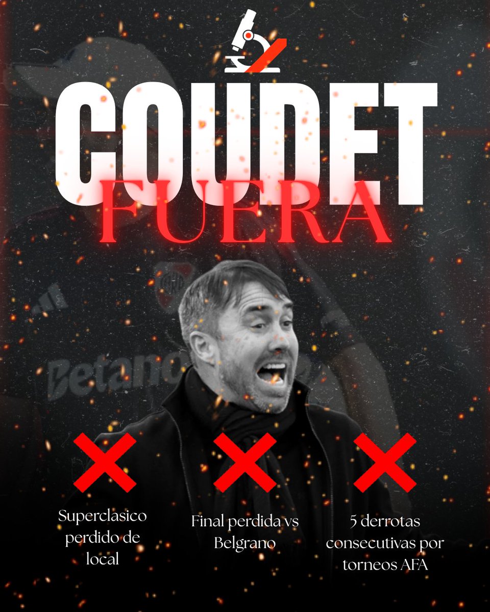 milloscopio's tweet photo. Los hinchas de River pedimos la renuncia del Chacho Coudet, en este hilo te comento un par de razones por las cuales se exige el reemplazo de tecnico. 

#vamosriver #fueracoudet https://t.co/xhfWI8LrHo