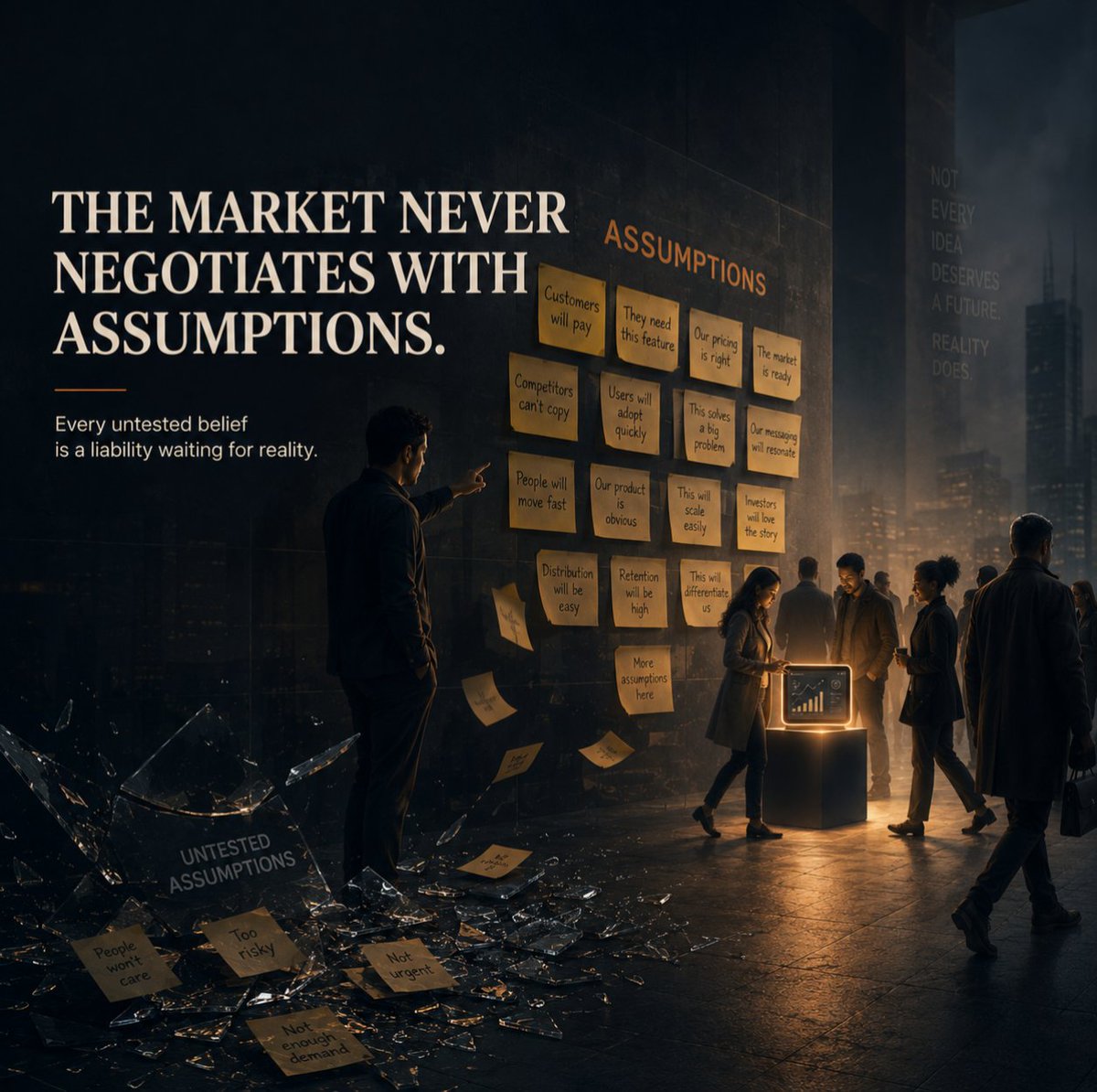 phoenix121122's tweet photo. The market doesn't argue with assumptions.
It ignores them.
Every untested belief is simply risk wearing confidence.
#PhoenixStartupClinic #FounderMindset #ProductMarketFit #StartupStrategy #BusinessStrategy #Entrepreneurship #CustomerDiscovery #Execution https://t.co/qsFnNobscx
