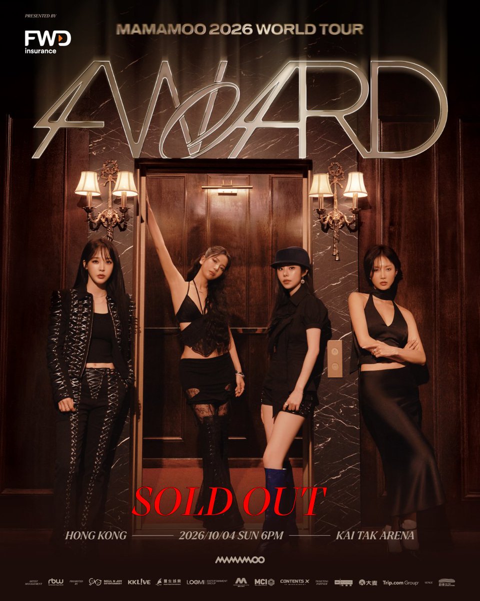 Soul_N_Joy's tweet photo. FWD Insurance Presents: MAMAMOO 2026 WORLD TOUR <4WARD> in HONG KONG
Thank you! 💚 
MAMAMOO’s Hong Kong concert tickets are officially SOLD OUT! 
🐰Date: 4th October, 2026（Sunday）
🐹Time: 18:00
🐶Venue: Kai Tak Arena
🦁Ticket Price: HKD$2,099 / $1,699 /  $1,399 / $999 https://t.co/bgk5Mq5JhF