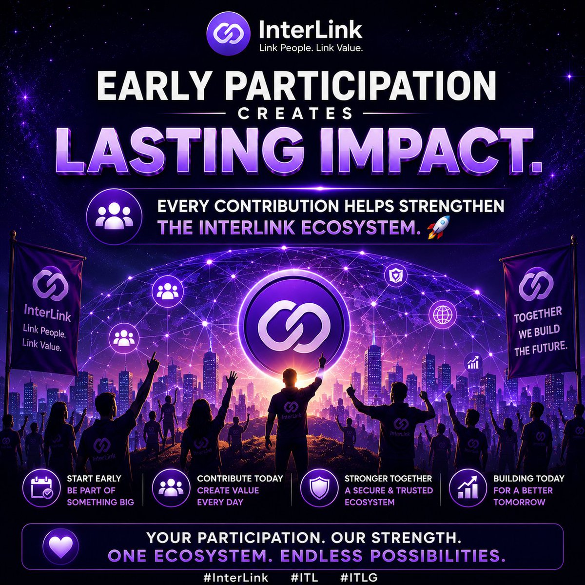 PRASADLAVUssj9's tweet photo. Early participation creates lasting impact. Every contribution helps strengthen the InterLink ecosystem. 🚀
#Interlink #ITLG #ITLX #ITL #InterLinkAmbassador https://t.co/cG7dsbv6rp