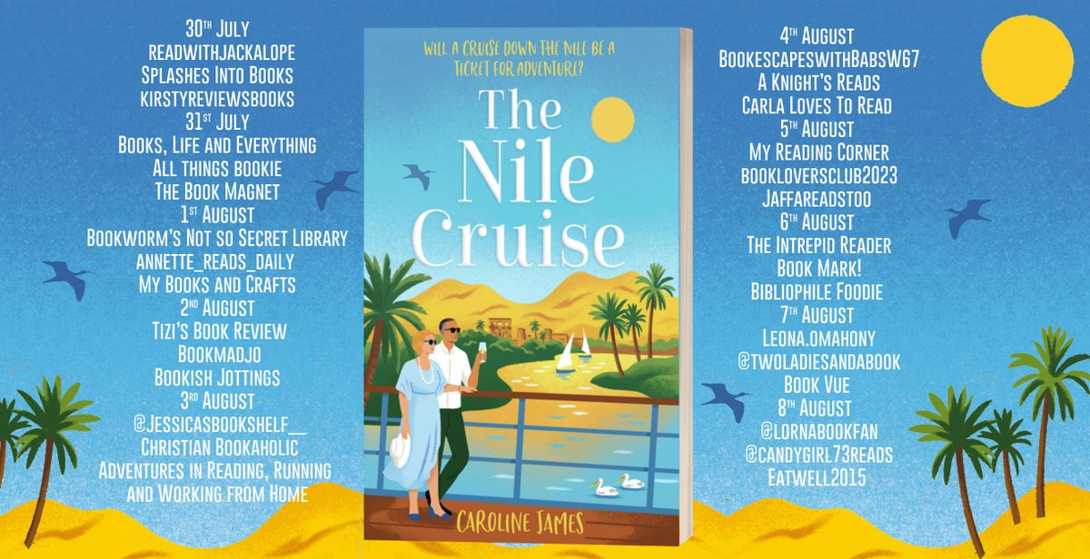 BookishJottings's tweet photo. ICYMI: Read the @BookishJottings #BookReview for #TheNileCruise by @CarolineJames12 published by @AvonBooksUK here: https://t.co/eWIBFd9w6B @rararesources #WomensFiction #ContemporaryRomance #BlogTour #AD #ADPR https://t.co/tqNsQsO3dx