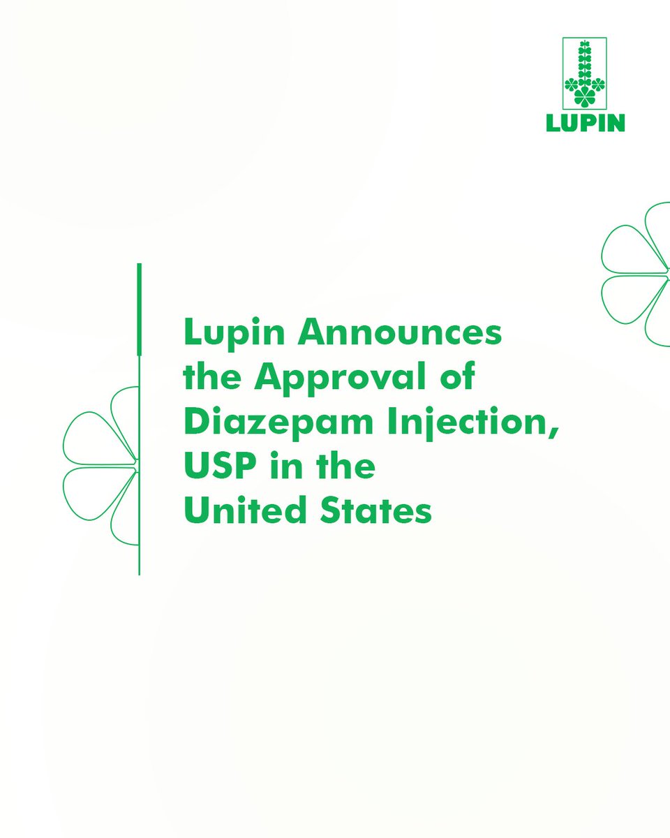 LupinGlobal's tweet photo. Lupin received approval under the Federal Food, Drug, and Cosmetic Act (FD&C Act) for its Abbreviated New Drug Application for Diazepam Injection USP, 10 mg/2 mL (5 mg/mL), Single-Dose Prefilled Syringes.
Read More: https://t.co/ddffHFQCLK
#LupinInNews #USFDA #PharmaInnovation #HealthcareInnovation #PR #Lupin