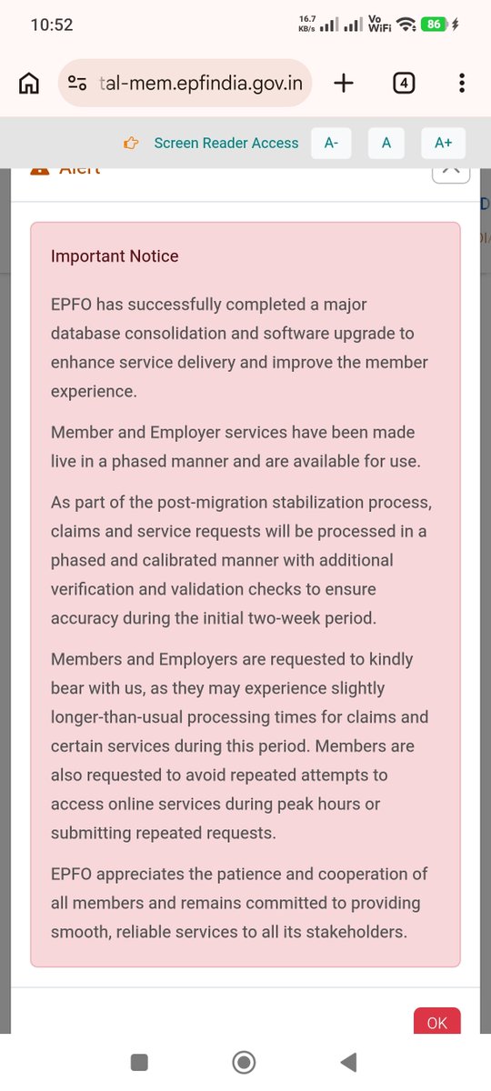 JanrajPatel's tweet photo. @JoshiJi_ If EPFO itself says that claims and service requests may take up to two weeks due to the system upgrade, then how did he receive the money within just a few hours? How is such fast processing possible when ordinary members are being asked to wait? #EPFO #EPFOIndia #PF https://t.co/z1vUCivspl