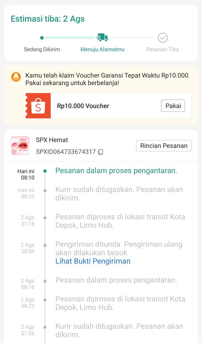 exchagen's tweet photo. ini kenapa si min, akhir akhir ini sering bgt kaya gni @ShopeeID udh 3x padahal pesen udh dri tgl 29 juli https://t.co/vzNr1tITXc