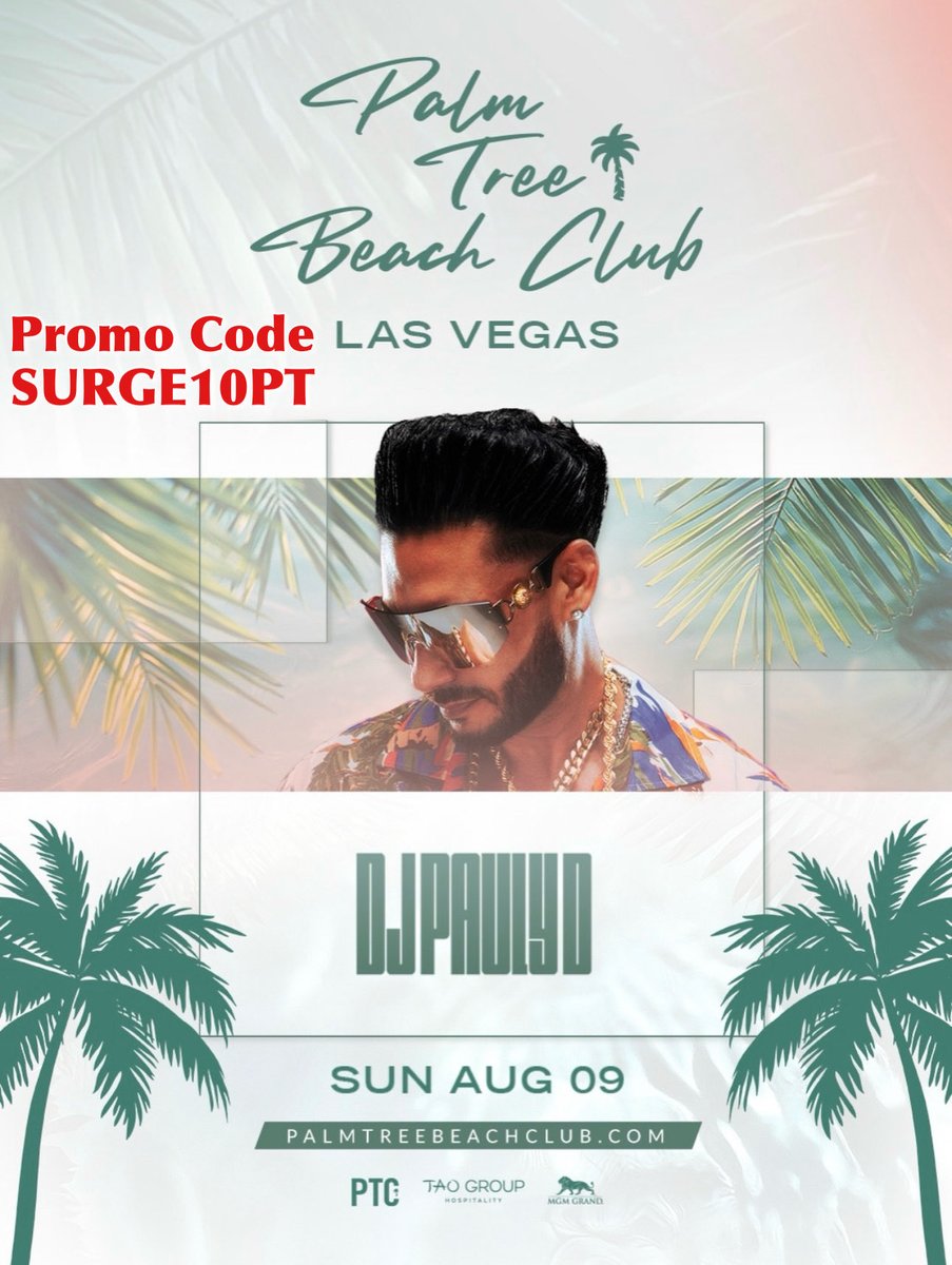 BastetPromotio1's tweet photo. NEXT SUNDAY โผ๏ธ 08/09
๐ง @DJPaulyD
๐ @palmtreevegas in Las Vegas
Our link + promo code SURGE10PT = savings ๐ค
๐๏ธ https://t.co/t3wYx3fUHr
#BastetPromotions #DJPaulyD #PalmTreeBeachClub #PalmTreeClub #PaulyD #EDM https://t.co/xTuhdkFsIa