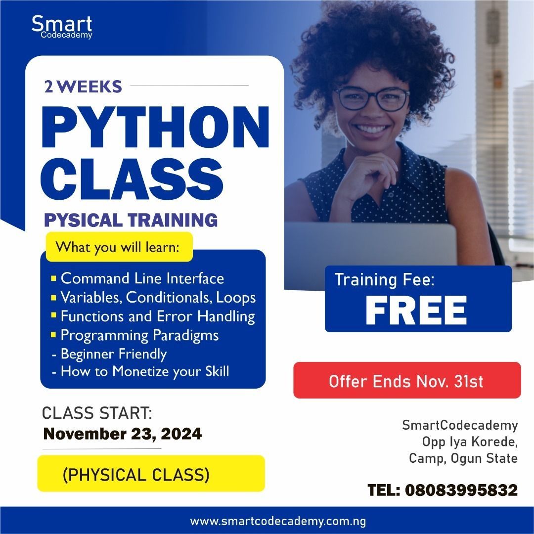 smartcodecademy's tweet photo. Great things begin with free opportunities!
Our FREE Python Class brought together passionate learners eager to build real programming skills.
#TechSkills #DigitalEducation #TechCommunity #techimmersion #techorganization #Digitalskills #techinnigeria #teachthemyoung https://t.co/e23PfRc4VV